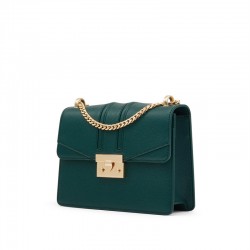 Charles Keith Chain Flap Shoulder Bag Dark Green